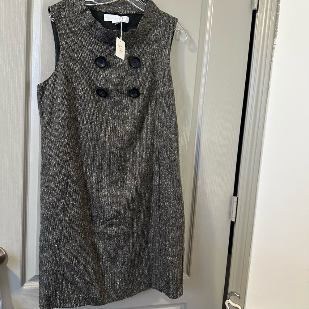 Mac & Jac Black & White Tweed Style Button Front Business Casual Old Money XL